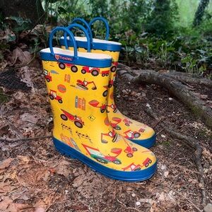 TIDEWE Boys Tractor Waterproof Rainboots, Size 3